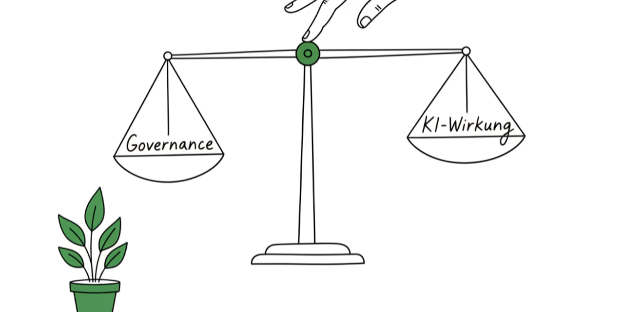 Führungskraft zwischen KI-Governance und KI-Wirkung – Illustration EU AI Act Unternehmen Schweiz Leanovation